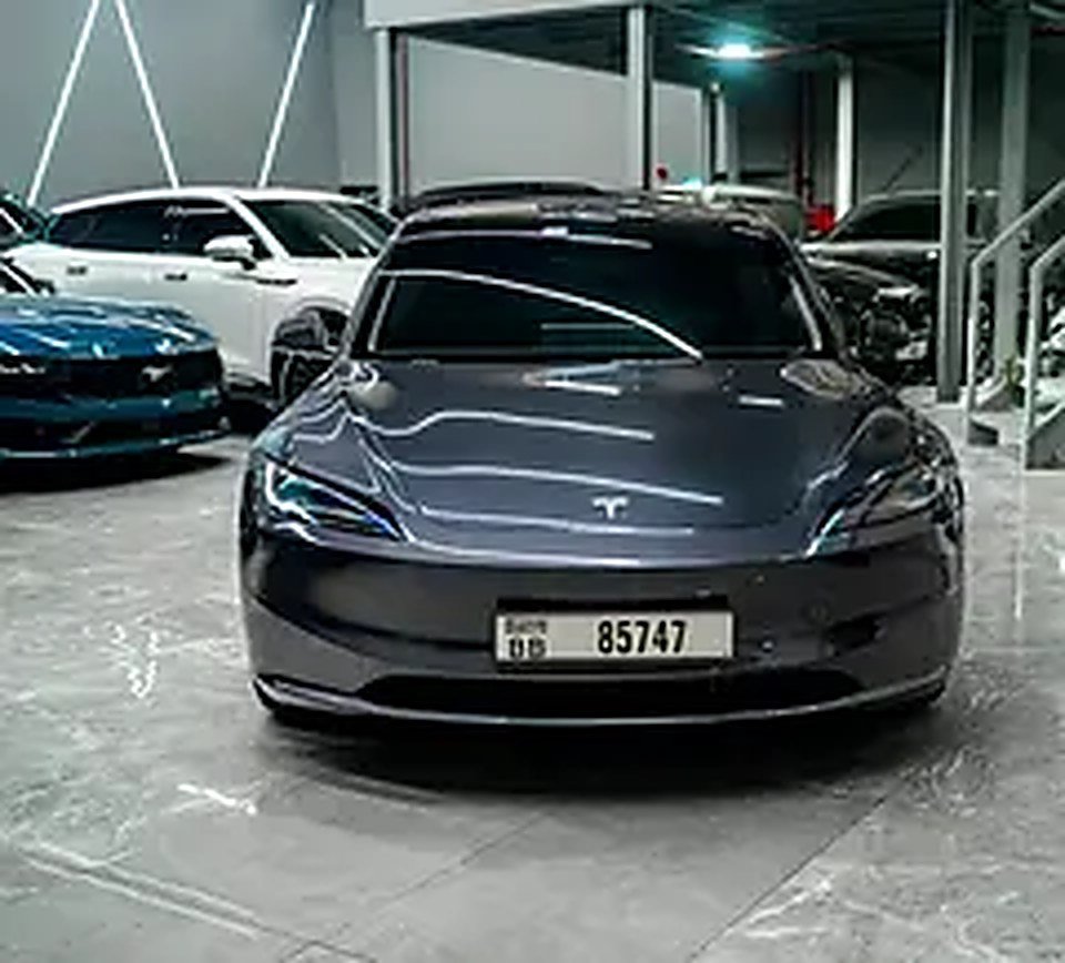tesla model 3 long range rental in Dubai International Airport, Dubai
