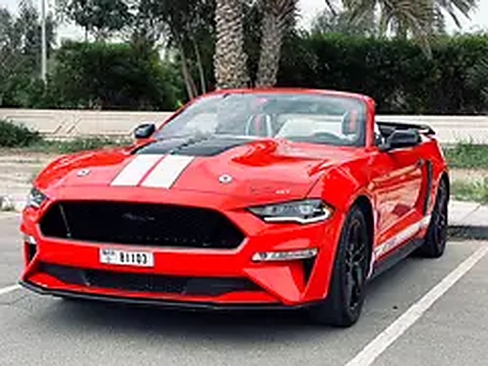 2020 Ford Mustang for Rent in Nad Al Sheba 3 (Red, Automatic, 4 Seater, Dar Bahar) rental in Nad Al Sheba 3, Dubai