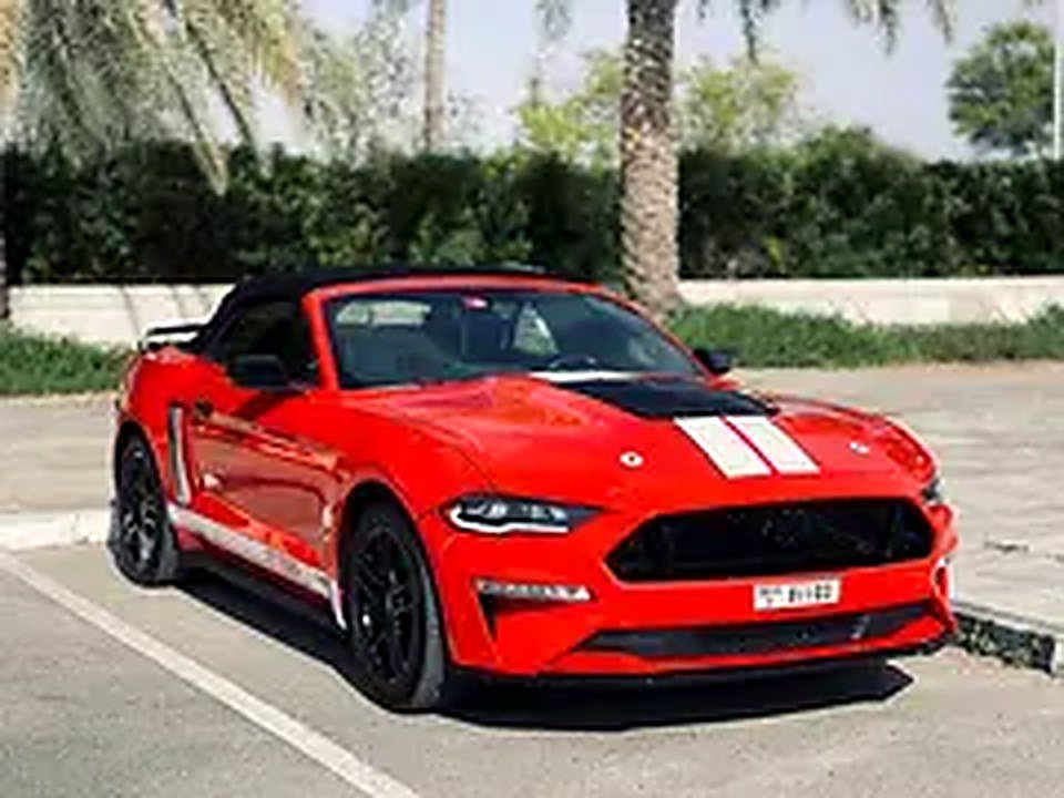 2020 Ford Mustang for Rent in Nad Al Sheba 3 (Red, Automatic, 4 Seater, Dar Bahar) photo 3